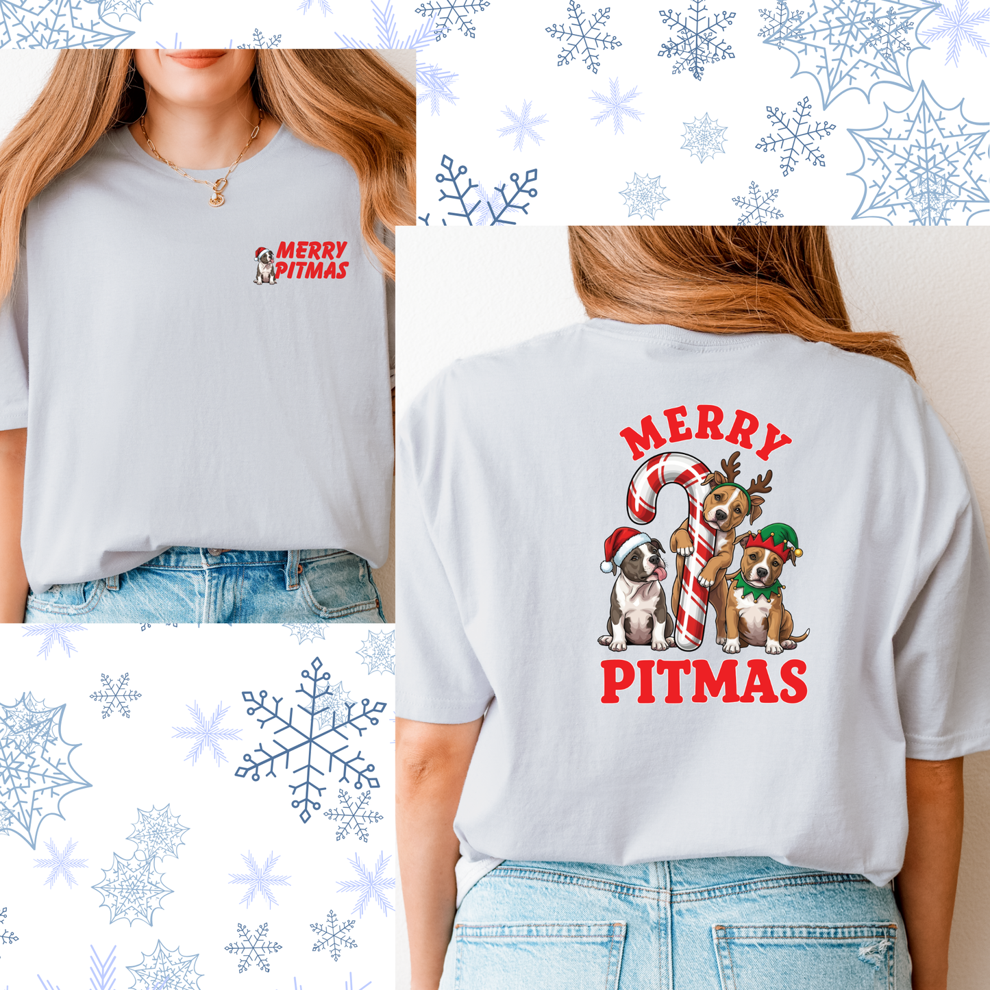 Merry Pitmas puppies tee