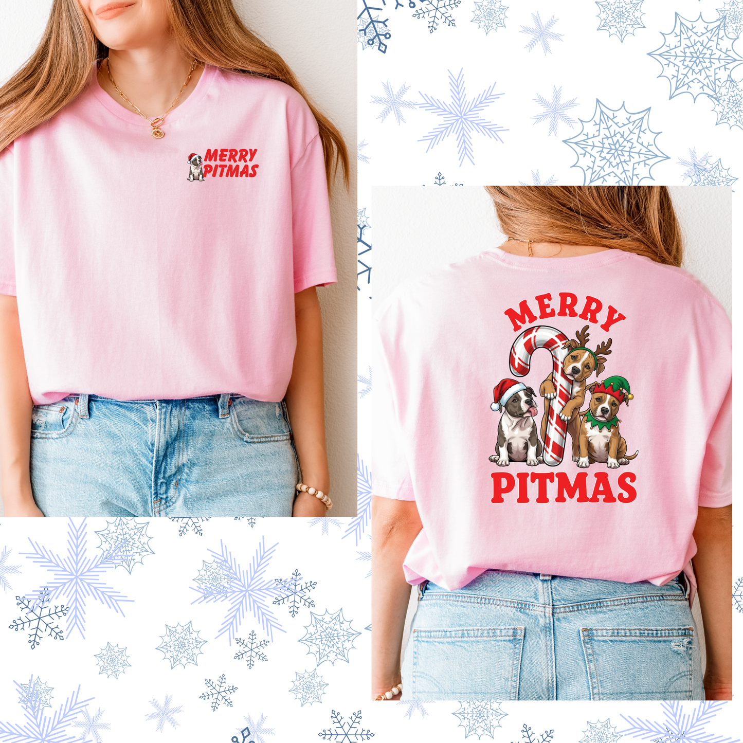 Merry Pitmas puppies tee