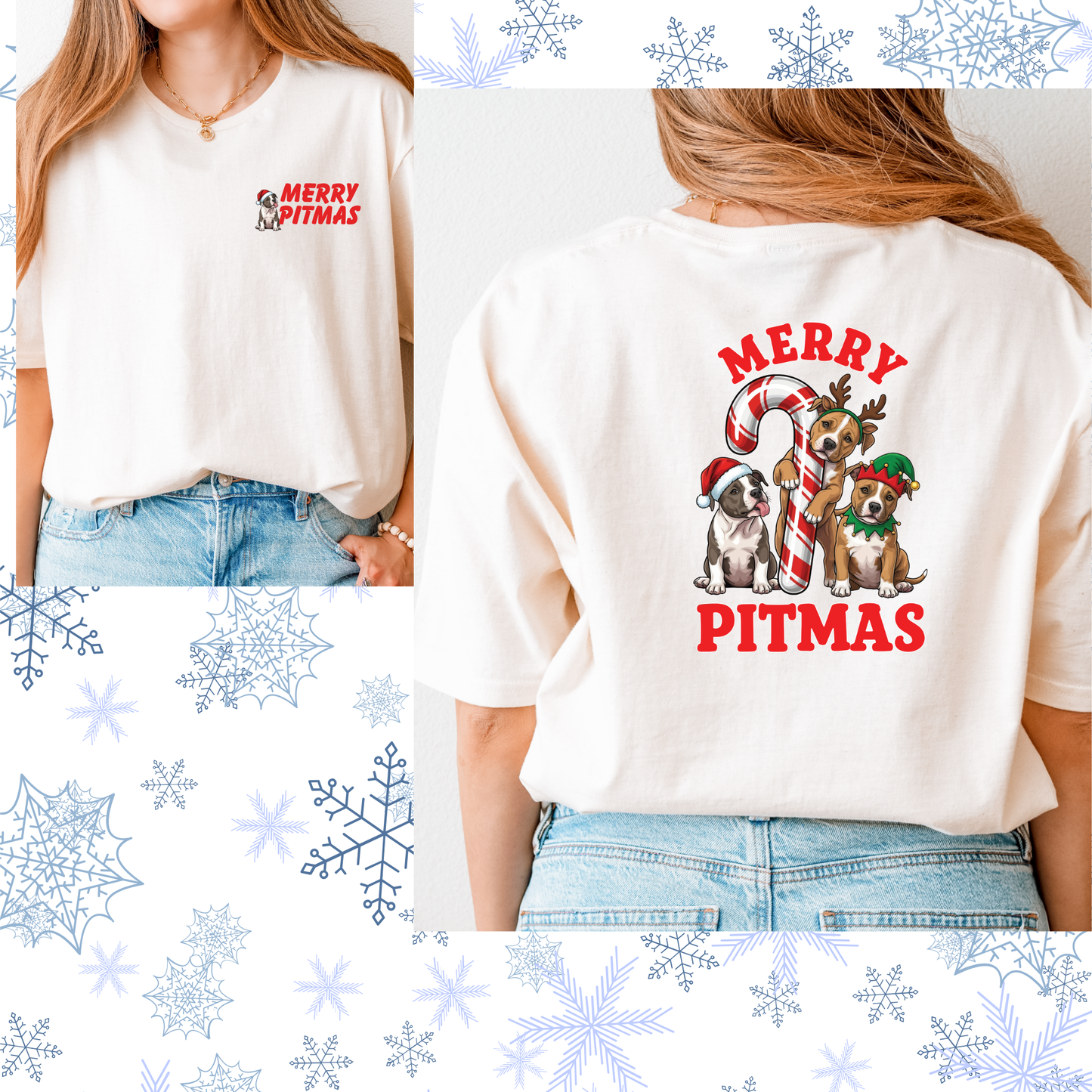 Merry Pitmas puppies tee