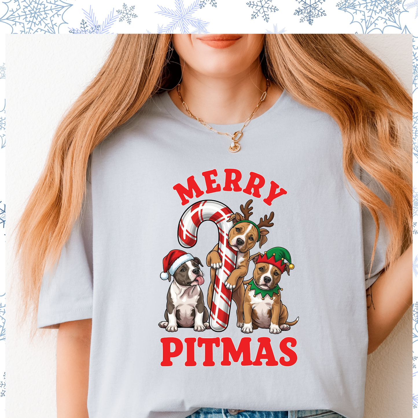 Merry Pitmas puppies tee