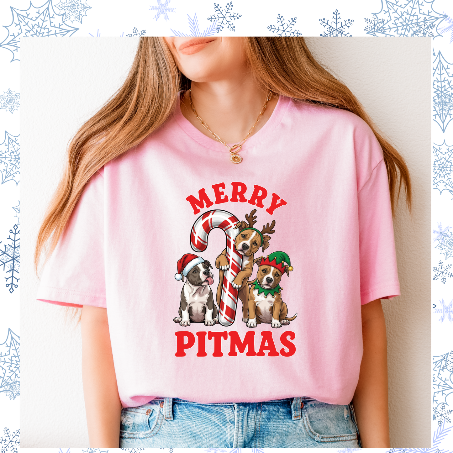 Merry Pitmas puppies tee