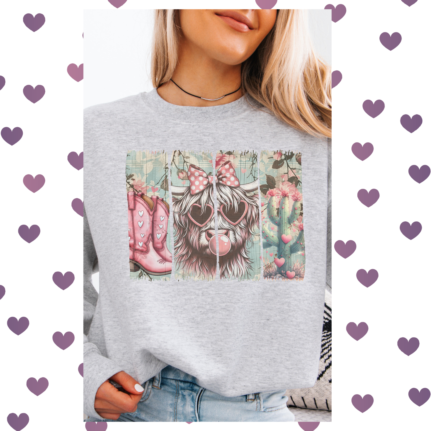 Cute Retro cow crewneck